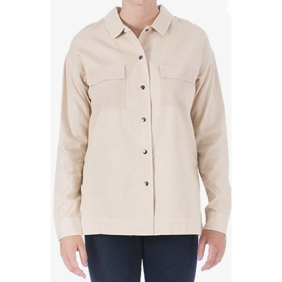 Elizabeth and James Hayden Beige Button Down Shirt Jacket Small - Picture 1 of 7